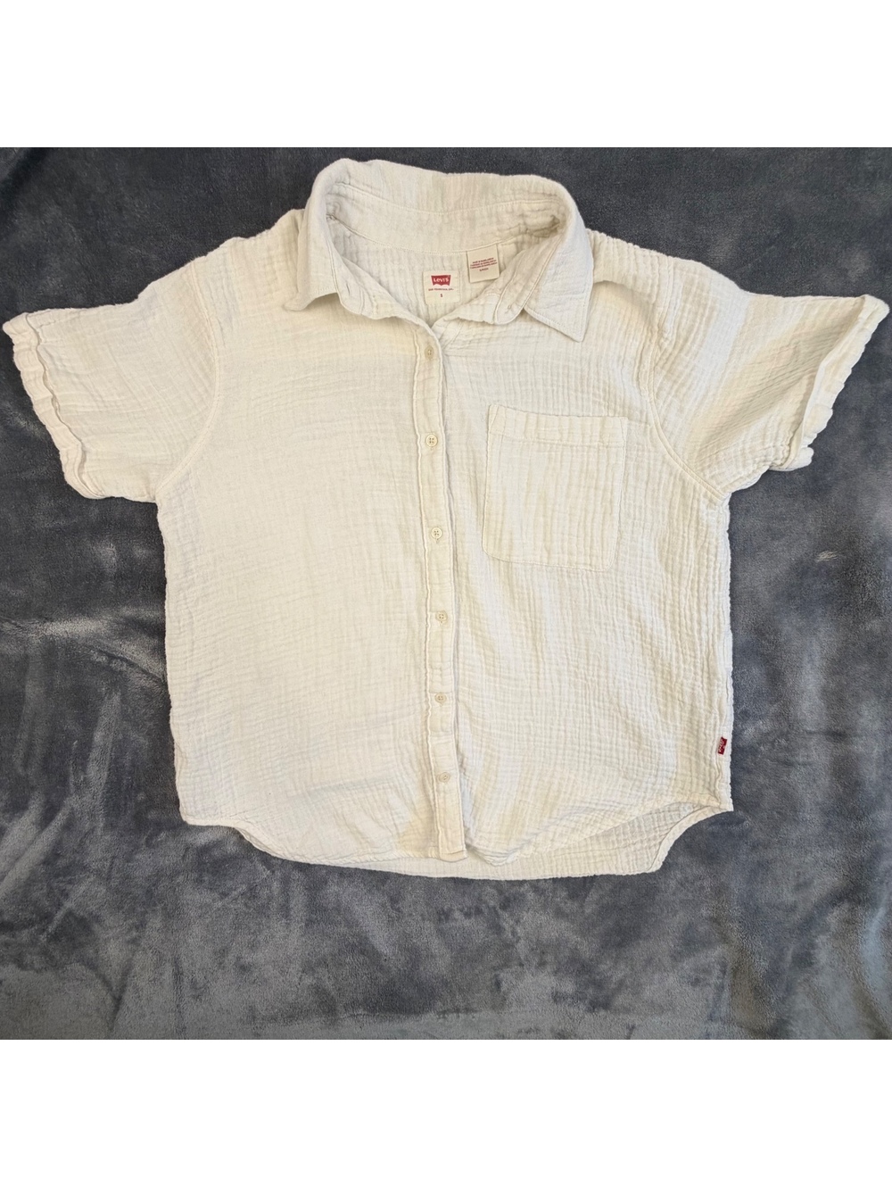 Levi’s Women’s Small Ivory Cotton Gauze Short Sleeve Button Up Shirt